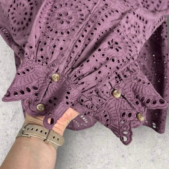 Sezane Chlo Ruffle Button Front Shirt Wisteria Purple Size 34 French US 2 Top - Picture 9 of 14